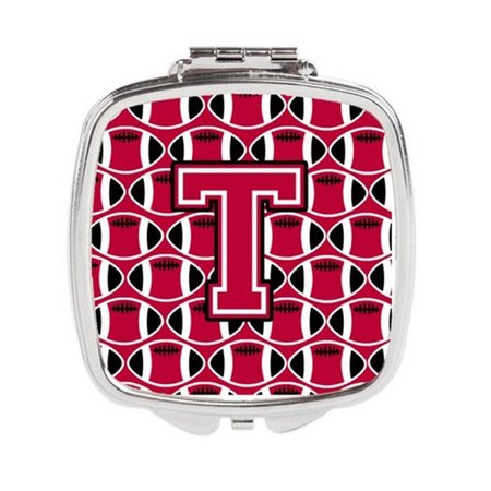 CAROLINES TREASURES Letter T Football Crimson and White Compact Mirror CJ1079-TSCM